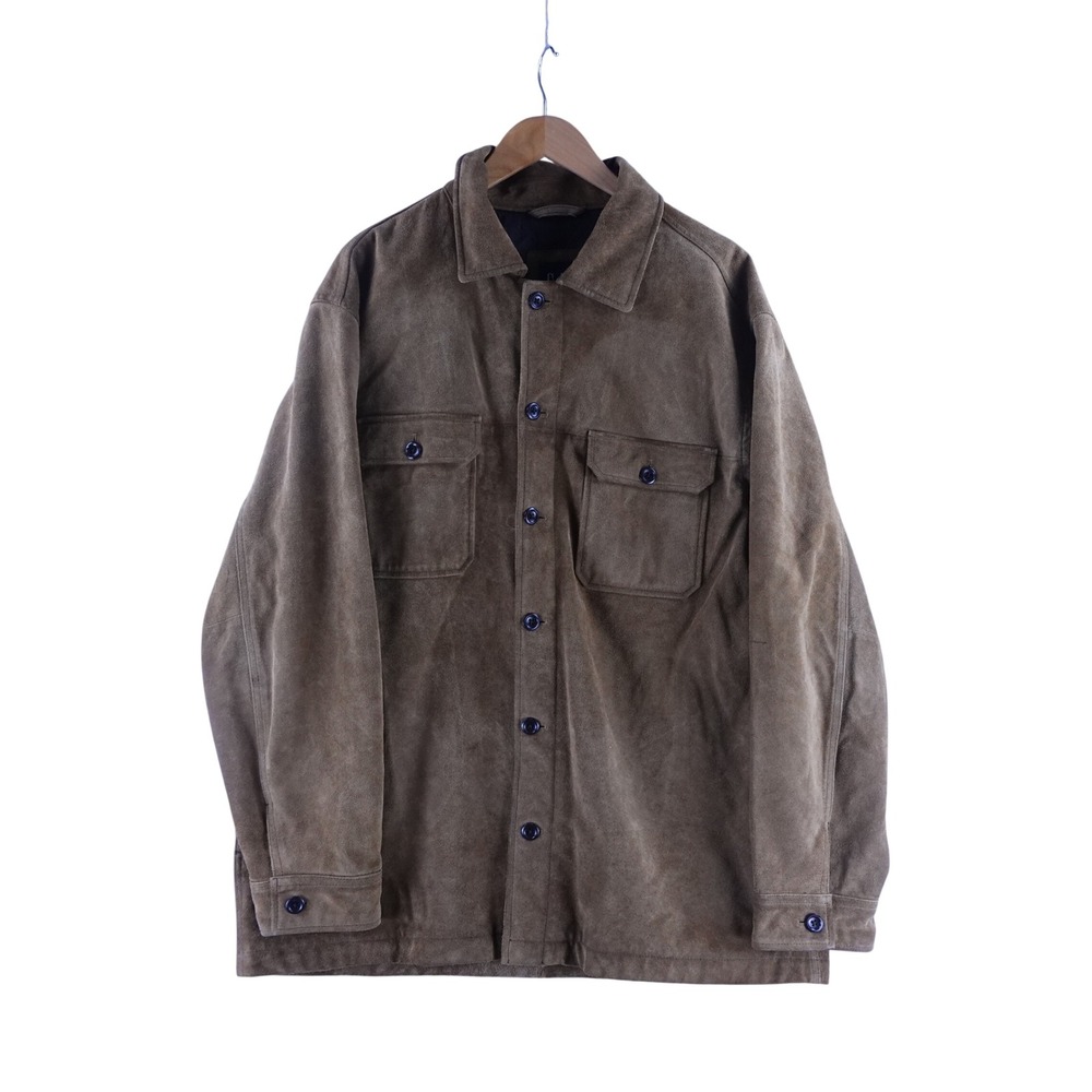 Gap Mens XL Genuine Suede Leather Chore Jacket Brown Vintage Workwear